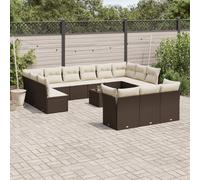 vidaXL Set Divani da Giardino 14pz con Cuscini in Polyrattan Marrone