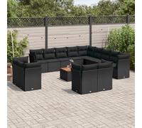 vidaXL Set Divani da Giardino 14pz con Cuscini in Polyrattan Nero