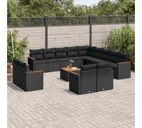vidaXL Set Divani da Giardino 14pz con Cuscini in Polyrattan Nero