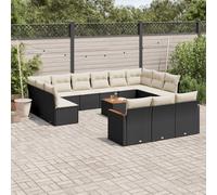 vidaXL Set Divani da Giardino 14pz con Cuscini in Polyrattan Nero