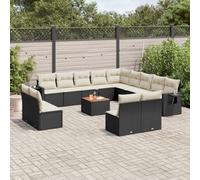 vidaXL Set Divani da Giardino 14pz con Cuscini in Polyrattan Nero