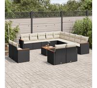 vidaXL Set Divani da Giardino 14pz con Cuscini in Polyrattan Nero
