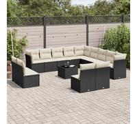 vidaXL Set Divani da Giardino 14pz con Cuscini in Polyrattan Nero
