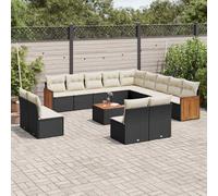 vidaXL Set Divani da Giardino 14pz con Cuscini in Polyrattan Nero