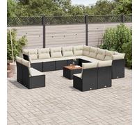 vidaXL Set Divani da Giardino 14pz con Cuscini in Polyrattan Nero