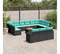 vidaXL Set Divani da Giardino 14pz con Cuscini in Polyrattan Nero