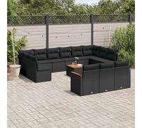 vidaXL Set Divani da Giardino 14pz con Cuscini in Polyrattan Nero