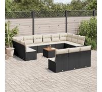 vidaXL Set Divani da Giardino 14pz con Cuscini in Polyrattan Nero