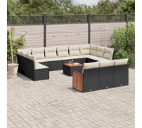 vidaXL Set Divani da Giardino 14pz con Cuscini in Polyrattan Nero