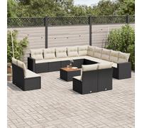 vidaXL Set Divani da Giardino 14pz con Cuscini in Polyrattan Nero