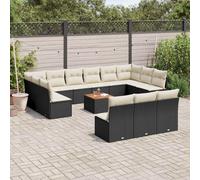 vidaXL Set Divani da Giardino 14pz con Cuscini in Polyrattan Nero