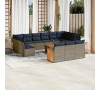 vidaXL Set Divani da Giardino 16 pz con Cuscini Grigio in Polyrattan