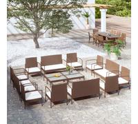 vidaXL Set Divani da Giardino 16 pz con Cuscini in Polyrattan Marrone