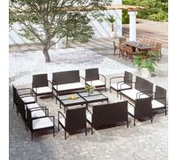 vidaXL Set Divani da Giardino 16 pz con Cuscini in Polyrattan Nero