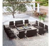 vidaXL Set Divani da Giardino 16 pz con Cuscini in Polyrattan Nero
