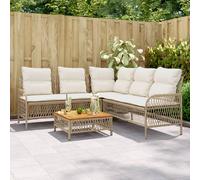 Set Divani da Giardino 2 pz con Cuscini Beige in Polyrattan