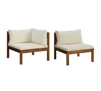 vidaXL Set Divani da Giardino 2 pz con Cuscini Bianco Crema in Acacia