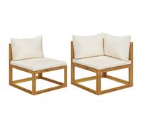 vidaXL Set Divani da Giardino 2 pz con Cuscini Bianco Crema in Acacia