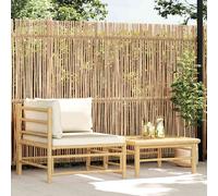 vidaXL Set Divani da Giardino 2 pz con Cuscini Bianco Crema in Bambù