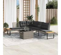 vidaXL Set Divani da Giardino 2 pz con Cuscini Grigio Polyrattan Vetro
