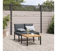 Set Divani da Giardino 2 pz con Cuscini in Alluminio Nero