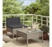 vidaXL Set Divani da Giardino 2 pz con Cuscini in Polyrattan Grigio