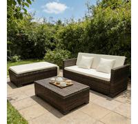 vidaXL Set Divani da Giardino 2 pz con Cuscini in Polyrattan Marrone