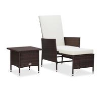 vidaXL Set Divani da Giardino 2 pz con Cuscini in Polyrattan Marrone