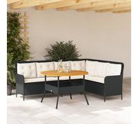 vidaXL Set Divani da Giardino 2 pz con Cuscini in Polyrattan Nero