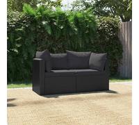 vidaXL Set Divani da Giardino 2 pz con Cuscini in Polyrattan Nero