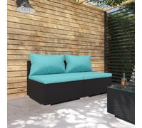 vidaXL Set Divani da Giardino 2 pz con Cuscini in Polyrattan Nero