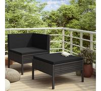 vidaXL Set Divani da Giardino 2 pz con Cuscini in Polyrattan Nero