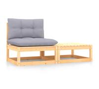 vidaXL Set Divani da Giardino 2 pz con Cuscini Legno Massello Pino
