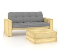 vidaXL Set Divani da Giardino 2 pz con Cuscini Legno Pino Impregnato