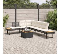 vidaXL Set Divani da Giardino 2 pz con Cuscini Nero Polyrattan Acacia