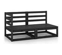 VIDAXL - Set Divani da Giardino 2 pz Nero in Legno Massello di Pino