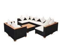 VIDAXL - Set Divani Da Giardino 27 Pz In Polirattan E Legno Wpc Nero