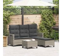 vidaXL Set Divani da Giardino 3 pz con Cuscini a L Grigio Polyrattan