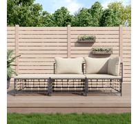 vidaXL Set Divani da Giardino 3 pz con Cuscini Antracite in Polyrattan