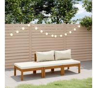 vidaXL Set Divani da Giardino 3 pz con Cuscini Crema in Legno Acacia