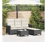 vidaXL Set Divani da Giardino 3 pz con Cuscini Forma L Polyrattan Nero