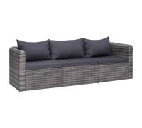 vidaXL Set Divani da Giardino 3 pz con Cuscini per Schienale e Seduta Sofa Arredi per Esterni Salotto in Polyrattan Grigio e Acciaio Verniciato