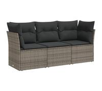 vidaXL Set Divani da Giardino 3 pz con Cuscini Grigio in Polyrattan