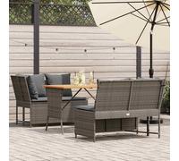Set Divani da Giardino 3 pz con Cuscini Grigio in Polyrattan