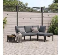 vidaXL Set Divani da Giardino 3 pz con Cuscini in Alluminio Nero
