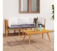vidaXL Set Divani da Giardino 3 pz con Cuscini in Massello di Acacia