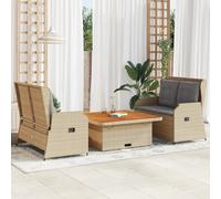 Set Divani da Giardino 3 pz con Cuscini in Polyrattan Beige