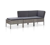 vidaXL Set Divani da Giardino 3 pz con Cuscini in Polyrattan Grigio