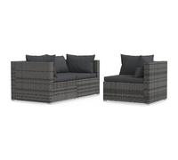 VIDAXL - Set Divani Da Giardino 3 Pz Con Cuscini In Polyrattan Grigio