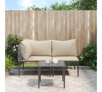 vidaXL Set Divani da Giardino 3 pz con Cuscini in Polyrattan Grigio
